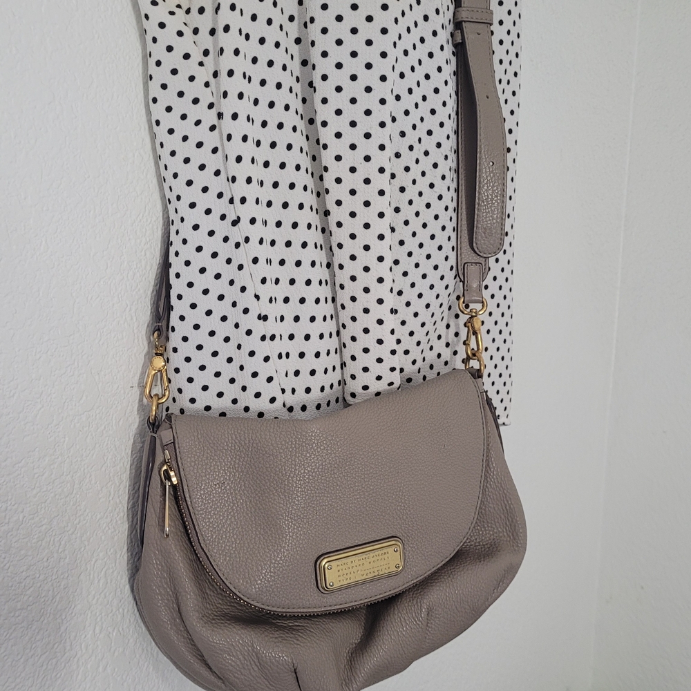 Marc Jacobs Taupe Leather Crossbody Bag with Gold Hardware